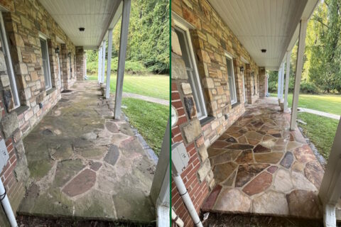Pressure washing walkways